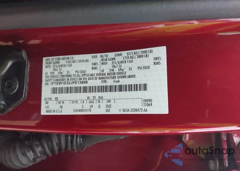 2018 Ford F-150 Xlt z USA, uszkodzony, nr VIN 1FTEW1E52JFE13888